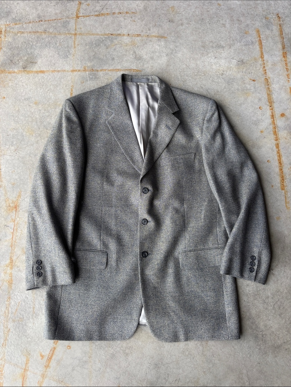 Givenchy Vintage Men’s Monsieur Wool Silk Blazer 42R Blue Gray Sport Coat Luxury